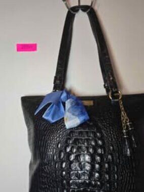 Brahmin Ezra Black Melbourne Croc Embossed Leather Tote Bag